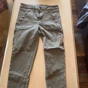 American Eagle army green pants, size 6 X-Short. Super high rise Jegging